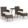 5-teiliges Gartenbistro-Set PE Rattan braunes gehärtetes Glas von , Gartensets - Ref: Foro24-3058391, Preis: 251,09 €, Rabatt: %