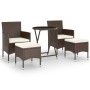 5-teiliges Gartenbistro-Set PE Rattan braunes gehärtetes Glas von , Gartensets - Ref: Foro24-3058391, Preis: 256,13 €, Rabatt: %