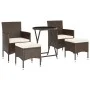 5-teiliges Gartenbistro-Set PE Rattan braunes gehärtetes Glas von , Gartensets - Ref: Foro24-3058391, Preis: 251,09 €, Rabatt: %