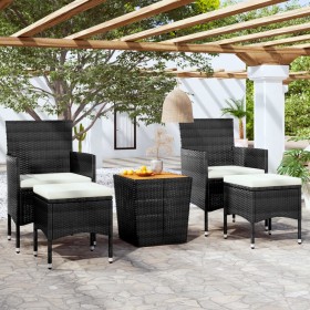 Mesa y sillas jardín 5 pzas ratán sintético madera acacia negro de , Conjuntos de jardín - Ref: Foro24-3058372, Precio: 240,8...