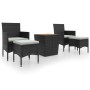 5 Stück synthetisches Rattan Gartentisch und Stühle schwarzes Akazienholz von , Gartensets - Ref: Foro24-3058372, Preis: 240,...