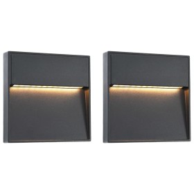 LED garden wall lamps 2 units square black 3 W by vidaXL, Outdoor lighting - Ref: Foro24-45659, Price: 39,54 €, Discount: %