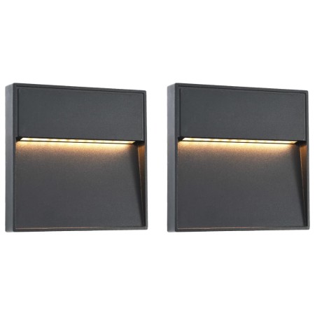 LED-Gartenwandlampen 2 Einheiten quadratisch schwarz 3 W von vidaXL, Außenbeleuchtung - Ref: Foro24-45659, Preis: 39,54 €, Ra...