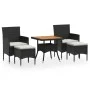 5-teiliges Garten-Esszimmerset aus synthetischem Rattan und schwarzem Akazienholz von , Gartensets - Ref: Foro24-3058332, Pre...