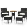 5-teiliges Gartenmöbel-Set Kunstrattan schwarz von , Gartensets - Ref: Foro24-3058476, Preis: 243,98 €, Rabatt: %