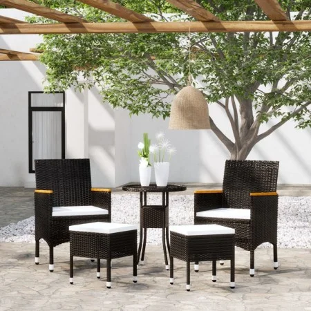 5-teiliges Gartenmöbel-Set aus schwarzem Kunstrattan von , Gartensets - Ref: Foro24-3058474, Preis: 246,71 €, Rabatt: %