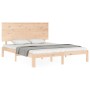 Bed frame with solid wood headboard 160x200 cm by , Beds and slatted bases - Ref: Foro24-3193671, Price: 148,37 €, Discount: %
