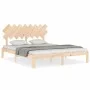 Bed frame with solid wood headboard 160x200 cm by , Beds and slatted bases - Ref: Foro24-3193736, Price: 131,54 €, Discount: %