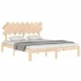 Bed frame with solid wood headboard 160x200 cm by , Beds and slatted bases - Ref: Foro24-3193736, Price: 131,54 €, Discount: %