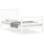 White solid wood bed frame with headboard 100x200 cm by , Beds and slatted bases - Ref: Foro24-3194237, Price: 126,17 €, Disc...