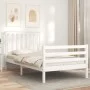 White solid wood bed frame with headboard 100x200 cm by , Beds and slatted bases - Ref: Foro24-3194237, Price: 126,17 €, Disc...