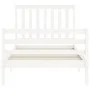 White solid wood bed frame with headboard 100x200 cm by , Beds and slatted bases - Ref: Foro24-3194237, Price: 126,17 €, Disc...
