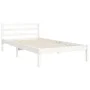 White solid wood bed frame with headboard 100x200 cm by , Beds and slatted bases - Ref: Foro24-3194237, Price: 126,17 €, Disc...