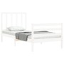 Weißer Massivholzbettrahmen mit Kopfteil 100x200 cm von , Betten und Lattenroste - Ref: Foro24-3193847, Preis: 108,59 €, Raba...