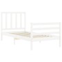 Weißer Massivholzbettrahmen mit Kopfteil 100x200 cm von , Betten und Lattenroste - Ref: Foro24-3193847, Preis: 108,59 €, Raba...