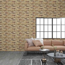Paneles de pared 3D diseño de ladrillo 10 uds EPS arena oscuro