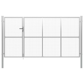 Silbernes Gartentor aus Stahl, 350 x 150 cm von vidaXL, Gartentore - Ref: Foro24-144343, Preis: 572,22 €, Rabatt: %