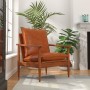 Sillón de cuero auténtico marrón con madera de acacia by , Armchairs - Ref: Foro24-246480, Price: 223,18 €, Discount: %