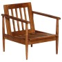 Sillón de cuero auténtico marrón con madera de acacia by , Armchairs - Ref: Foro24-246480, Price: 223,18 €, Discount: %