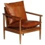 Brauner Ledersessel mit Akazienholz von , Sessel - Ref: Foro24-246480, Preis: 221,21 €, Rabatt: %