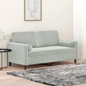 2-Sitzer-Sofa mit hellgrauen Samtkissen 140 cm von , Sofas - Ref: Foro24-3200881, Preis: 190,03 €, Rabatt: %