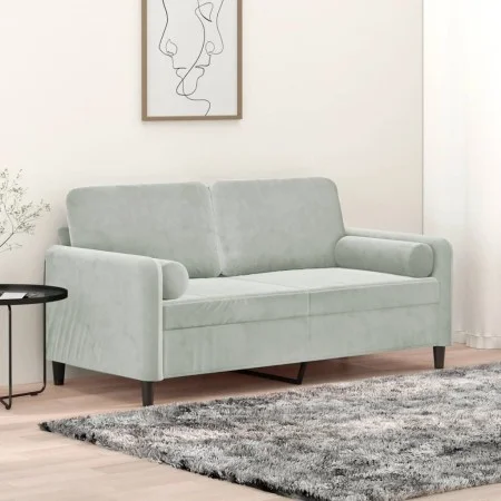 2-seater sofa with light gray velvet cushions, 140 cm by , Sofas - Ref: Foro24-3200881, Price: 190,03 €, Discount: %