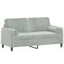 2-seater sofa with light gray velvet cushions, 140 cm by , Sofas - Ref: Foro24-3200881, Price: 190,03 €, Discount: %