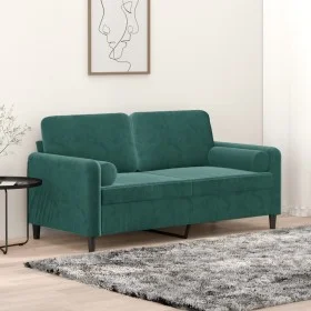2-seater sofa with dark green velvet cushions, 140 cm by , Sofas - Ref: Foro24-3200883, Price: 237,79 €, Discount: %