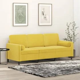 Sofá de 3 plazas con cojines terciopelo amarillo 180 cm de , Sofás - Ref: Foro24-3200897, Precio: 301,47 €, Descuento: %