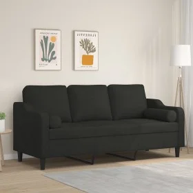 3-seater sofa with black fabric cushions, 180 cm by , Sofas - Ref: Foro24-3200857, Price: 298,18 €, Discount: %
