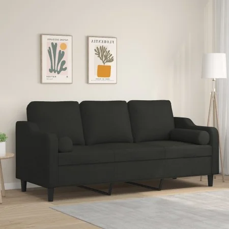 3-seater sofa with black fabric cushions, 180 cm by , Sofas - Ref: Foro24-3200857, Price: 298,18 €, Discount: %