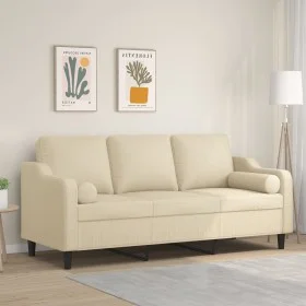 3-seater sofa with cream-colored fabric cushions, 180 cm by , Sofas - Ref: Foro24-3200855, Price: 341,68 €, Discount: %