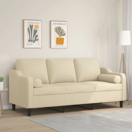 3-seater sofa with cream-colored fabric cushions, 180 cm by , Sofas - Ref: Foro24-3200855, Price: 341,68 €, Discount: %