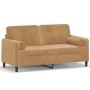 Sofá de 2 plazas con cojines terciopelo marrón 140 cm de , Sofás - Ref: Foro24-3200888, Precio: 229,61 €, Descuento: %