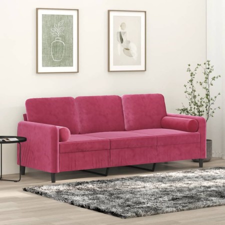 3-Sitzer-Sofa mit roten Samtkissen 180 cm von , Sofas - Ref: Foro24-3200895, Preis: 273,36 €, Rabatt: %