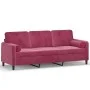 3-seater sofa with red velvet cushions 180 cm by , Sofas - Ref: Foro24-3200895, Price: 269,18 €, Discount: %