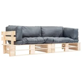 2-piece garden pallet sofas with gray pine wood cushions by , Outdoor sofas - Ref: Foro24-277484, Price: 285,32 €, Discount: %