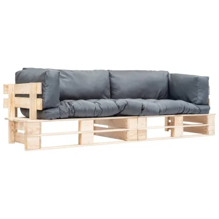 2-piece garden pallet sofas with gray pine wood cushions by , Outdoor sofas - Ref: Foro24-277484, Price: 291,53 €, Discount: %
