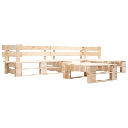Set of pallet furniture for garden, 4 pieces, natural wood by , Garden sets - Ref: Foro24-277490, Price: 253,25 €, Discount: %