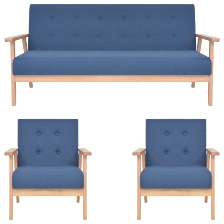 3-piece sofa set blue fabric by , Sofas - Ref: Foro24-279146, Price: 600,43 €, Discount: %