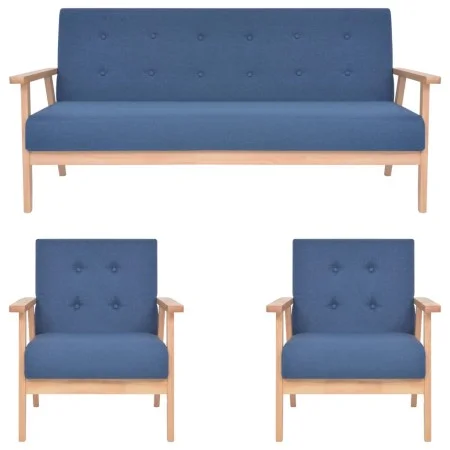 3-piece sofa set blue fabric by , Sofas - Ref: Foro24-279146, Price: 588,06 €, Discount: %