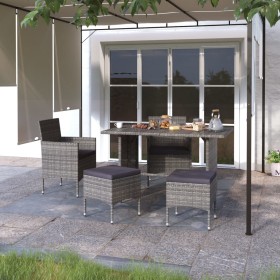 Garden chair and stool set, 4 pieces, gray PE rattan by , Garden chairs - Ref: Foro24-310611, Price: 146,12 €, Discount: %
