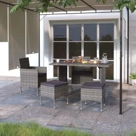 Garden chair and stool set, 4 pieces, gray PE rattan by , Garden chairs - Ref: Foro24-310611, Price: 142,43 €, Discount: %