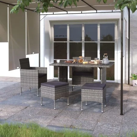 Garden chair and stool set, 4 pieces, gray PE rattan by , Garden chairs - Ref: Foro24-310611, Price: 142,43 €, Discount: %