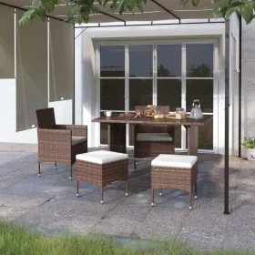 4-teiliges Set aus Gartenstuhl und Hocker aus PE-Rattanbraun von , Gartenstühle - Ref: Foro24-310613, Preis: 198,28 €, Rabatt: %