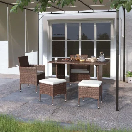 4-teiliges Set aus Gartenstuhl und Hocker aus PE-Rattanbraun von , Gartenstühle - Ref: Foro24-310613, Preis: 198,28 €, Rabatt: %