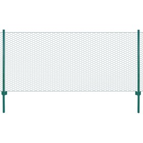 Maschendrahtzaun mit Stahlpfosten 25x1 m grün von vidaXL, Zaunpaneele - Ref: Foro24-144610, Preis: 105,56 €, Rabatt: %