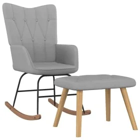 Rocking chair with light gray fabric footrest by , Rocking chairs - Ref: Foro24-327622, Price: 115,20 €, Discount: %