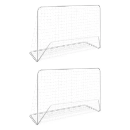 2 pcs soccer goals with net 182x61x122 cm white steel by vidaXL, soccer goals - Ref: Foro24-276047, Price: 75,96 €, Discount: %