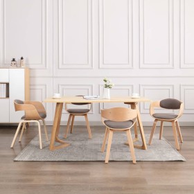 Dining chairs, set of 4, curved wood with taupe gray fabric. by , dining chairs - Ref: Foro24-3054822, Price: 523,37 €, Disco...